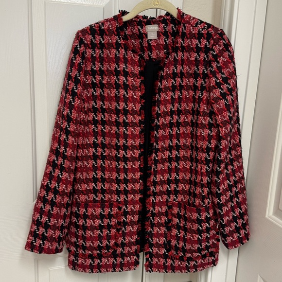 Chico's Jackets & Blazers - Chico's Red and Black Houndstooth Blazer